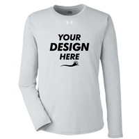 Under Armour Men's Team Tech™ Long Sleeve T-Shirt, Mod Grey Light Heather / White, Front view, Mockup