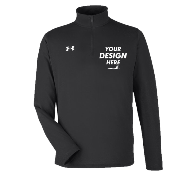 Under Armour Men's Team Tech™ Quarter-Zip Pullover, Black / White, Front view, Mockup