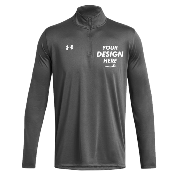 Under Armour Men's Team Tech™ Quarter-Zip Pullover, Castlerock / White, Front view, Mockup