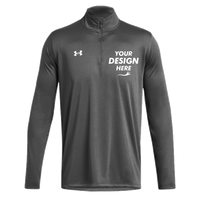 Under Armour Men's Team Tech™ Quarter-Zip Pullover, Castlerock / White, Front view, Mockup