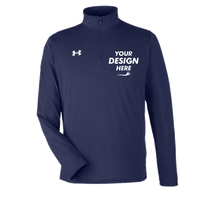 Under Armour Men's Team Tech™ Quarter-Zip Pullover, Midnight Navy / White, Front view, Mockup