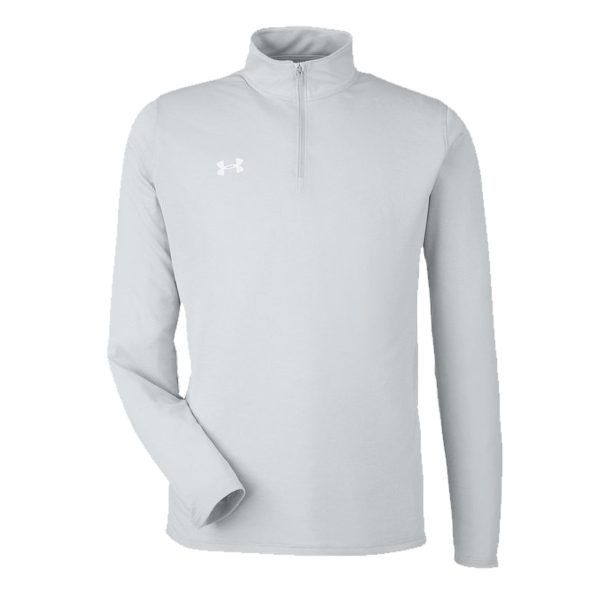 Under Armour Men's Team Tech™ Quarter-Zip Pullover, Mod Grey Light Heather / White, Front view