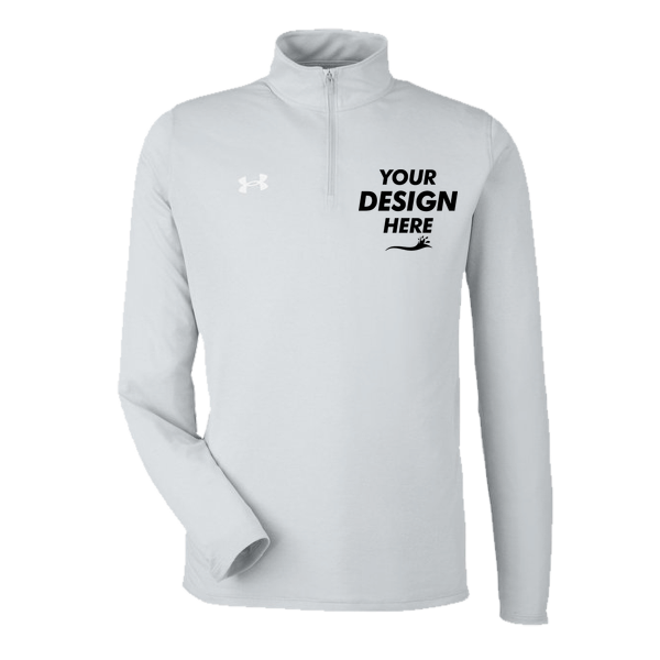 Under Armour Men's Team Tech™ Quarter-Zip Pullover, Mod Grey Light Heather / White, Front view, Mockup