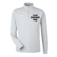 Under Armour Men's Team Tech™ Quarter-Zip Pullover, Mod Grey Light Heather / White, Front view, Mockup