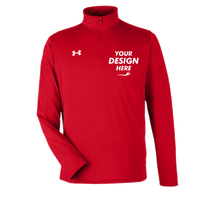 Under Armour Men's Team Tech™ Quarter-Zip Pullover, Red / White, Front view, Mockup