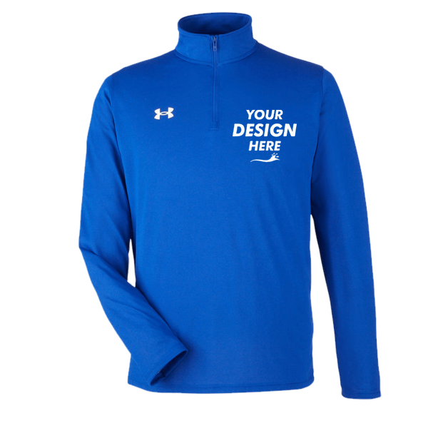 Under Armour Men's Team Tech™ Quarter-Zip Pullover, Royal / White, Front view, Mockup