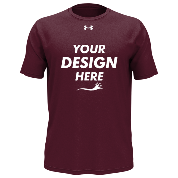 Under Armour Men's Team Tech™ T-Shirt, Maroon / White, Front view, Mockup