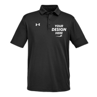 Under Armour Men's Tech™ Polo, Black / White, Front view, Mockup