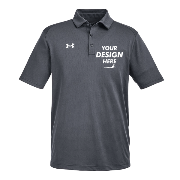 Under Armour Men's Tech™ Polo, Cs Grey Light Heather / White, Front view, Mockup