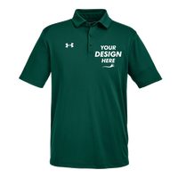 Under Armour Men's Tech™ Polo, Forest Green / White, Front view, Mockup