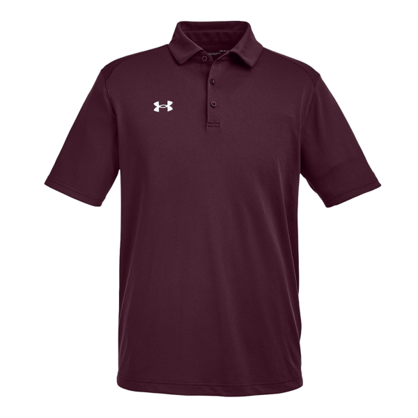 Under Armour Men's Tech™ Polo, Maroon / White, Front view
