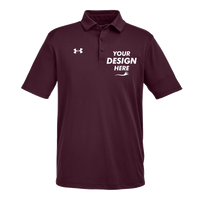 Under Armour Men's Tech™ Polo, Maroon / White, Front view, Mockup
