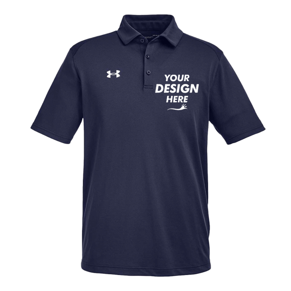 Under Armour Men's Tech™ Polo, Midnight Navy / White, Front view, Mockup