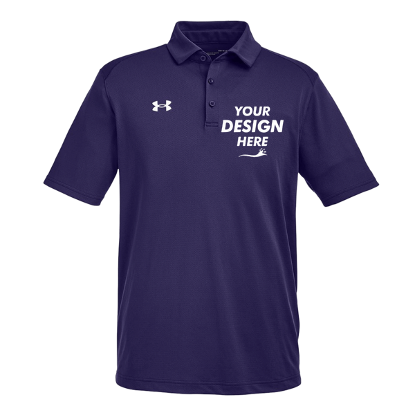 Under Armour Men's Tech™ Polo, Purple / White, Front view, Mockup