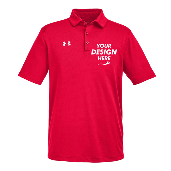 Under Armour Men's Tech™ Polo, Red / White, Front view, Mockup