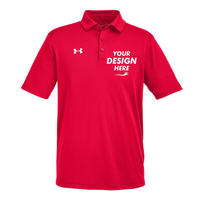 Under Armour Men's Tech™ Polo, Red / White, Front view, Mockup