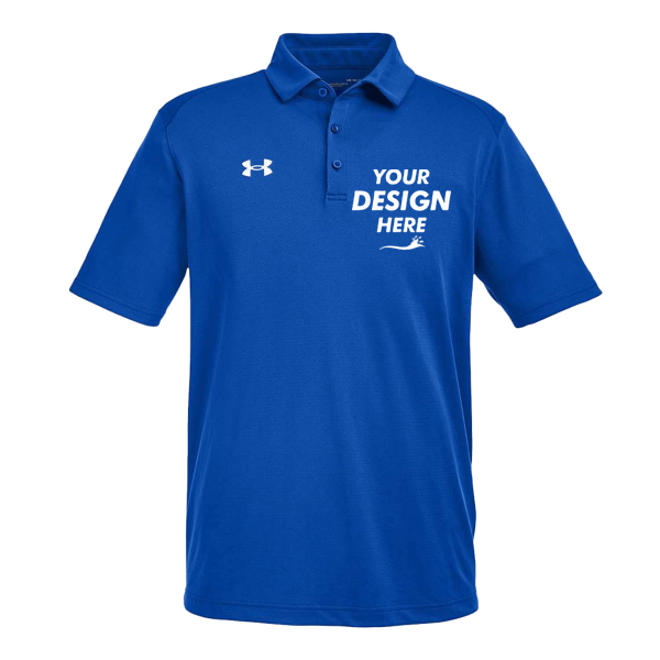 Under Armour Men's Tech™ Polo, Royal / White, Front view, Mockup
