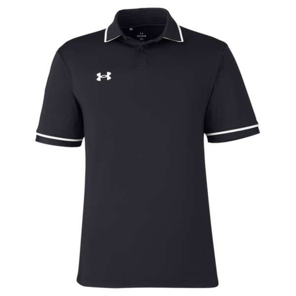 Under Armour Men's Tipped Teams Performance Polo, Black / White, Front view