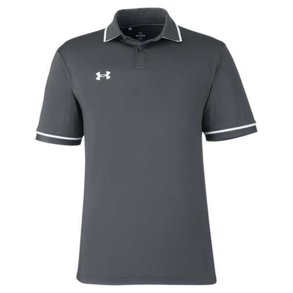Under Armour Men's Tipped Teams Performance Polo, Cs Grey Light Heather / White, Front view