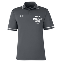 Under Armour Men's Tipped Teams Performance Polo, Cs Grey Light Heather / White, Front view, Mockup