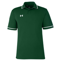 Under Armour Men's Tipped Teams Performance Polo, Forest Green / White, Front view