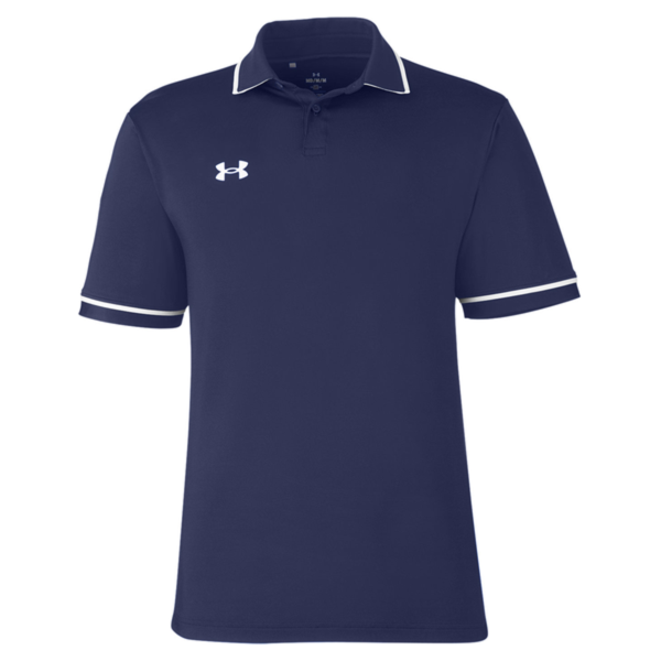 Under Armour Men's Tipped Teams Performance Polo, Midnight Navy / White, Front view