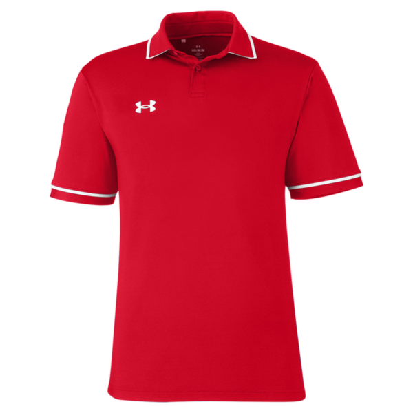 Under Armour Men's Tipped Teams Performance Polo, Red / White, Front view
