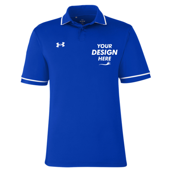 Under Armour Men's Tipped Teams Performance Polo, Royal / White, Front view, Mockup
