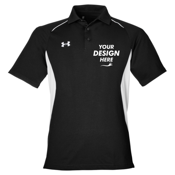Under Armour Men's Title Polo 2.0, Black / White, Front view, Mockup