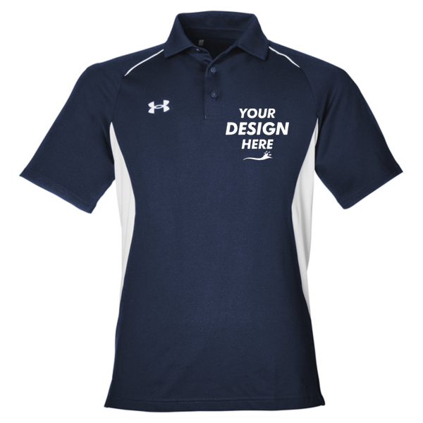 Under Armour Men's Title Polo 2.0, Midnight Navy / White, Front view, Mockup