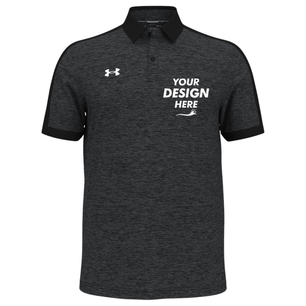 Under Armour Men's Trophy Level Polo, Black / White, Front view, Mockup