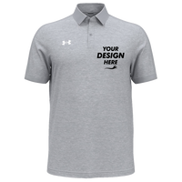 Under Armour Men's Trophy Level Polo, Mod Grey / White, Front view, Mockup