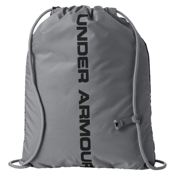Under Armour Ozsee Sackpack Drawstring Bag, Black / Steel, Back view
