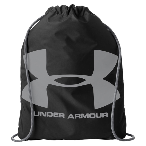 Under Armour Ozsee Sackpack Drawstring Bag, Black / Steel, Front view