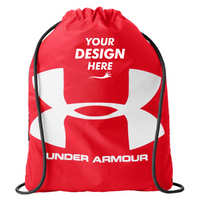 Under Armour Ozsee Sackpack Drawstring Bag, Red / Red, Front view, Mockup