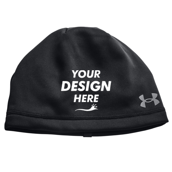 Under Armour Storm Armour Fleece Beanie, Black, Front view, Mockup