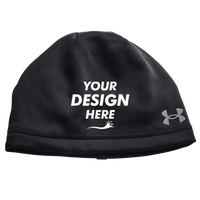 Under Armour Storm Armour Fleece Beanie, Black, Front view, Mockup