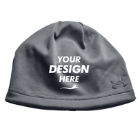 Under Armour Storm Armour Fleece Beanie, Castlerock Grey, Front view, Mockup