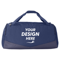 Under Armour Undeniable 5.0 LG Duffel Bag, Midnight Navy / Metallic Silver, Back view, Mockup