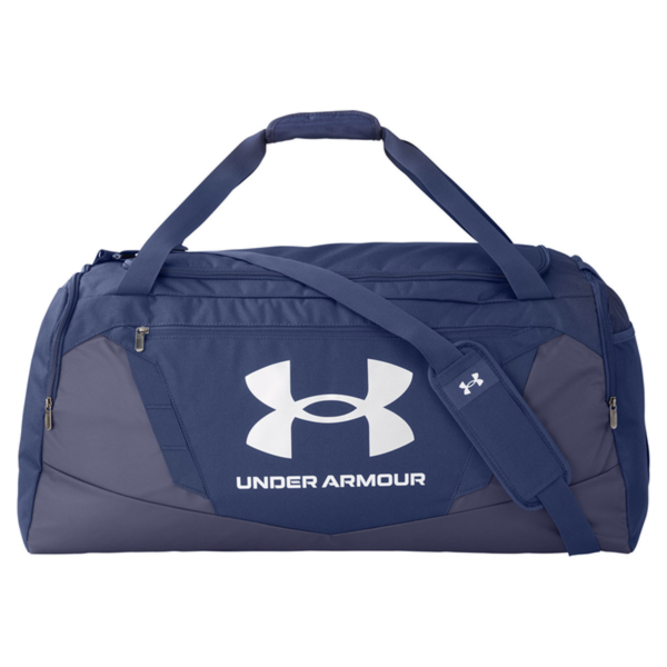 Under Armour Undeniable 5.0 LG Duffel Bag, Midnight Navy / Metallic Silver, Front view