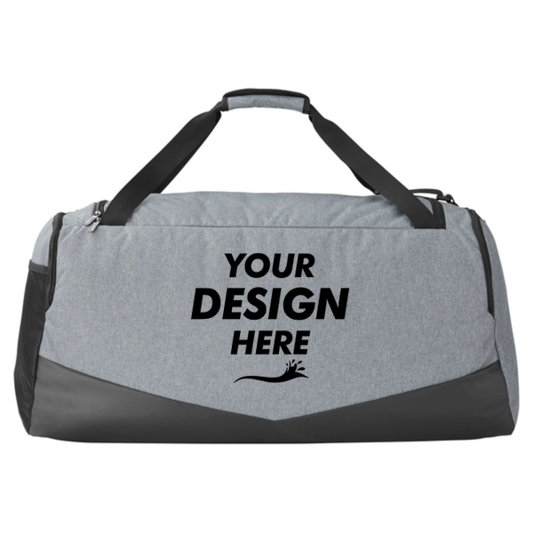 Under Armour Undeniable 5.0 LG Duffel Bag, Pitch Grey Medium Heather / Black, Back view, Mockup