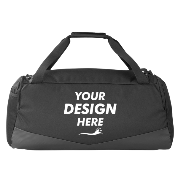 Under Armour Undeniable 5.0 MD Duffel Bag, Black / Metallic Silver, Back view, Mockup
