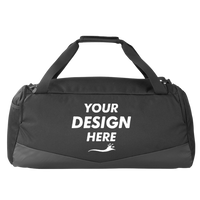 Under Armour Undeniable 5.0 MD Duffel Bag, Black / Metallic Silver, Back view, Mockup
