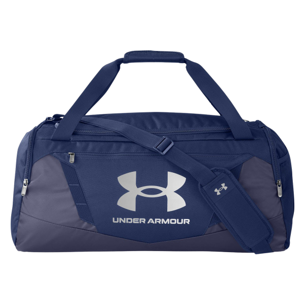 Under Armour Undeniable 5.0 MD Duffel Bag, Midnight Navy / Metallic Silver, Front view