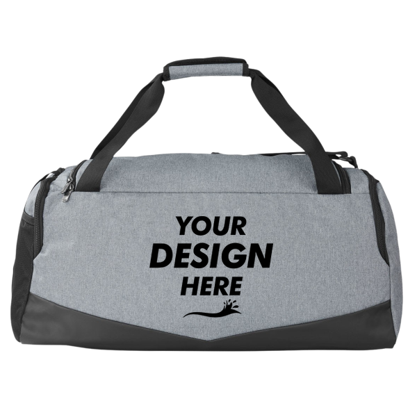 Under Armour Undeniable 5.0 MD Duffel Bag, Pitch Grey Medium Heather / Black, Back view, Mockup