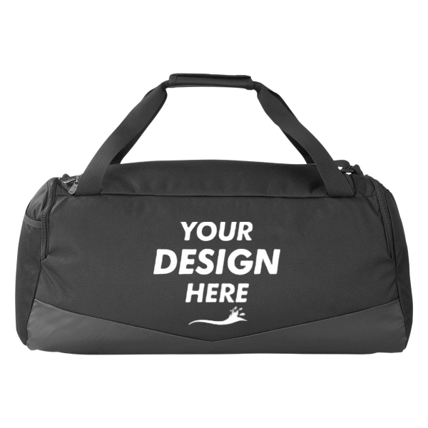 Under Armour Undeniable 5.0 SM Duffel Bag, Black / M Silver, Back view, Mockup