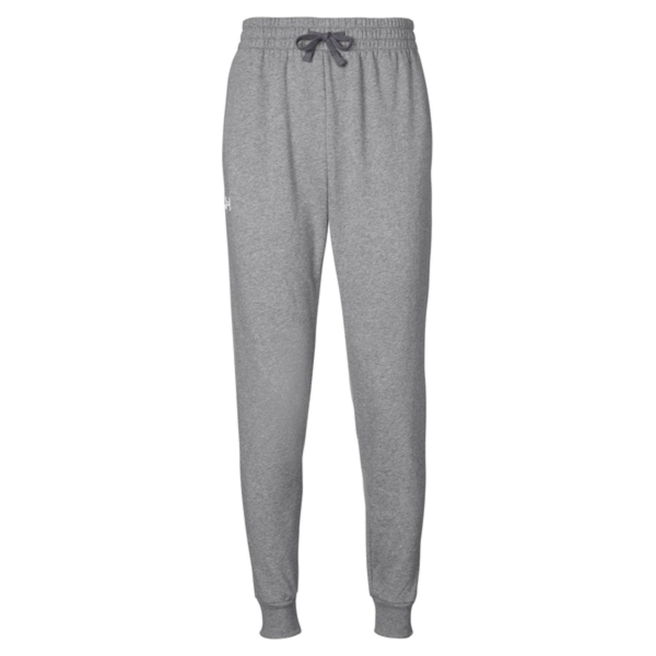 Under Armour Unisex Rival Fleece Joggers, Cs Grey Light Heather / White, Front view