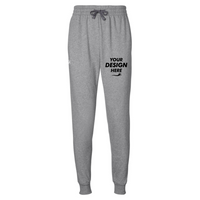 Under Armour Unisex Rival Fleece Joggers, Cs Grey Light Heather / White, Front view, Mockup