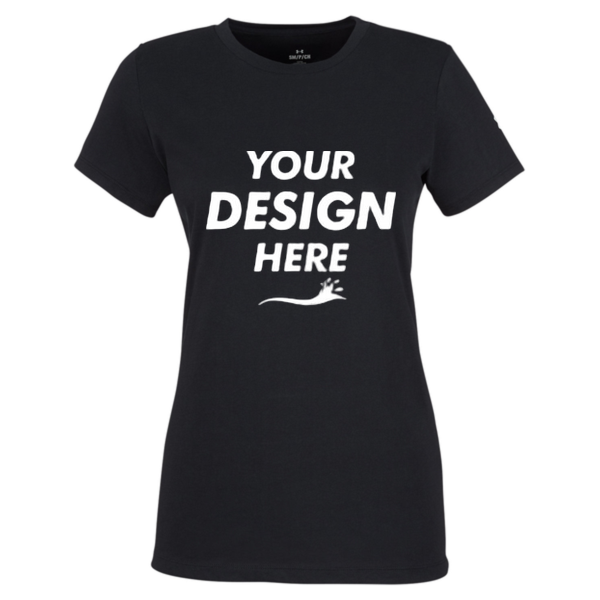 Under Armour Women's Athletic 2.0 T-Shirt, Black / White, Front view, Mockup