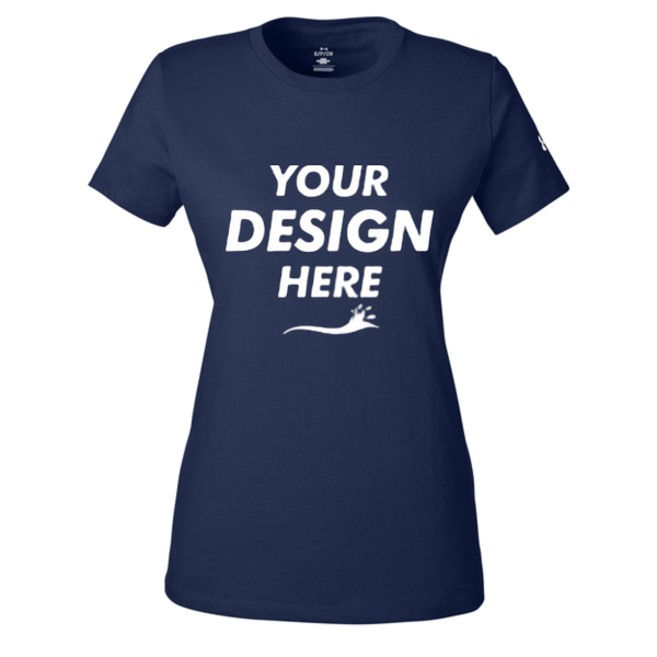 Under Armour Women's Athletic 2.0 T-Shirt, Midnight Navy / White, Front view, Mockup